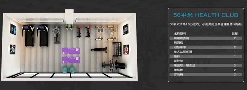 50平方健身室-星空xk健身器材企事业健身解决方案